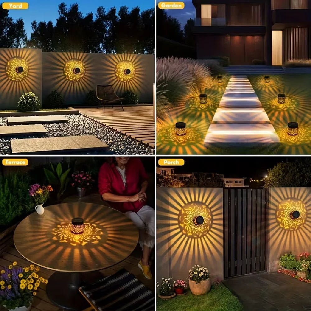 Solar Mandala LED Light,  Waterproof Outdoor Garden & Wall Decor