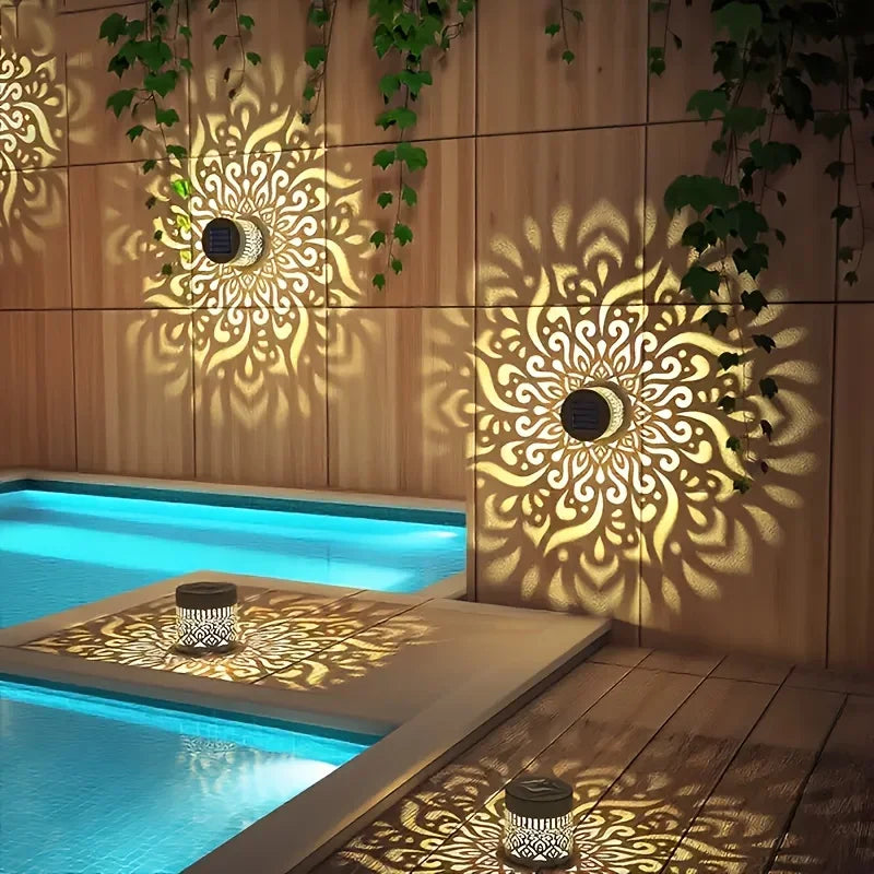 Solar Mandala LED Light,  Waterproof Outdoor Garden & Wall Decor