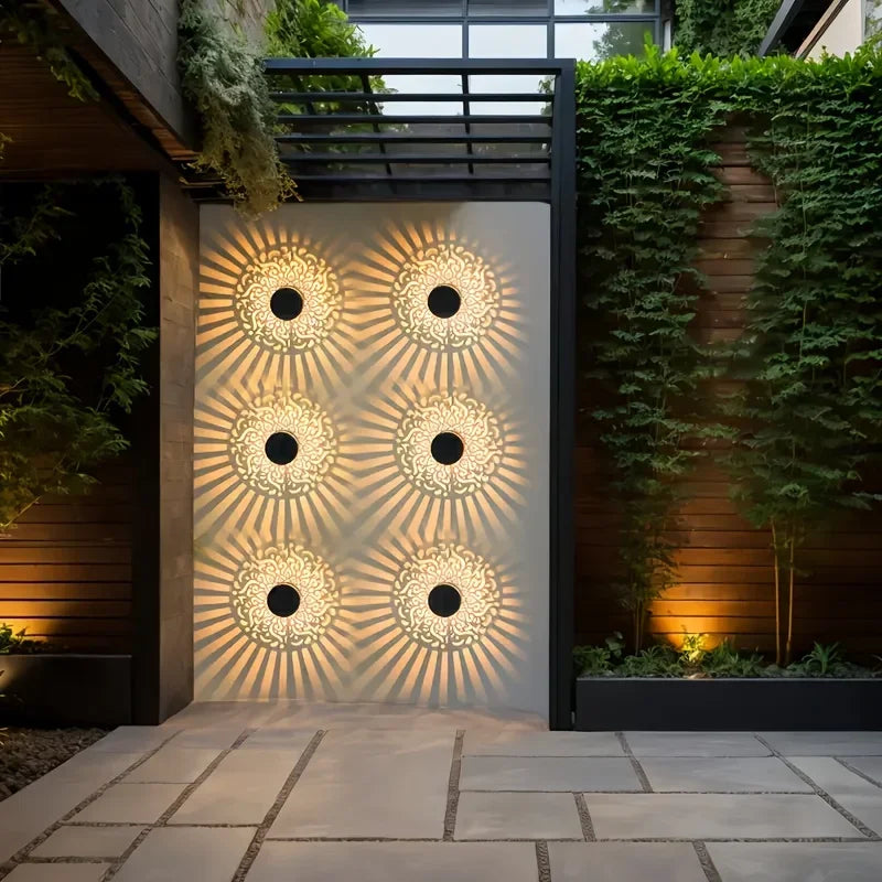Solar Mandala LED Light,  Waterproof Outdoor Garden & Wall Decor